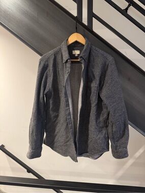 Club Monaco Men's Heather Grey Button-Front Shirt Jacket